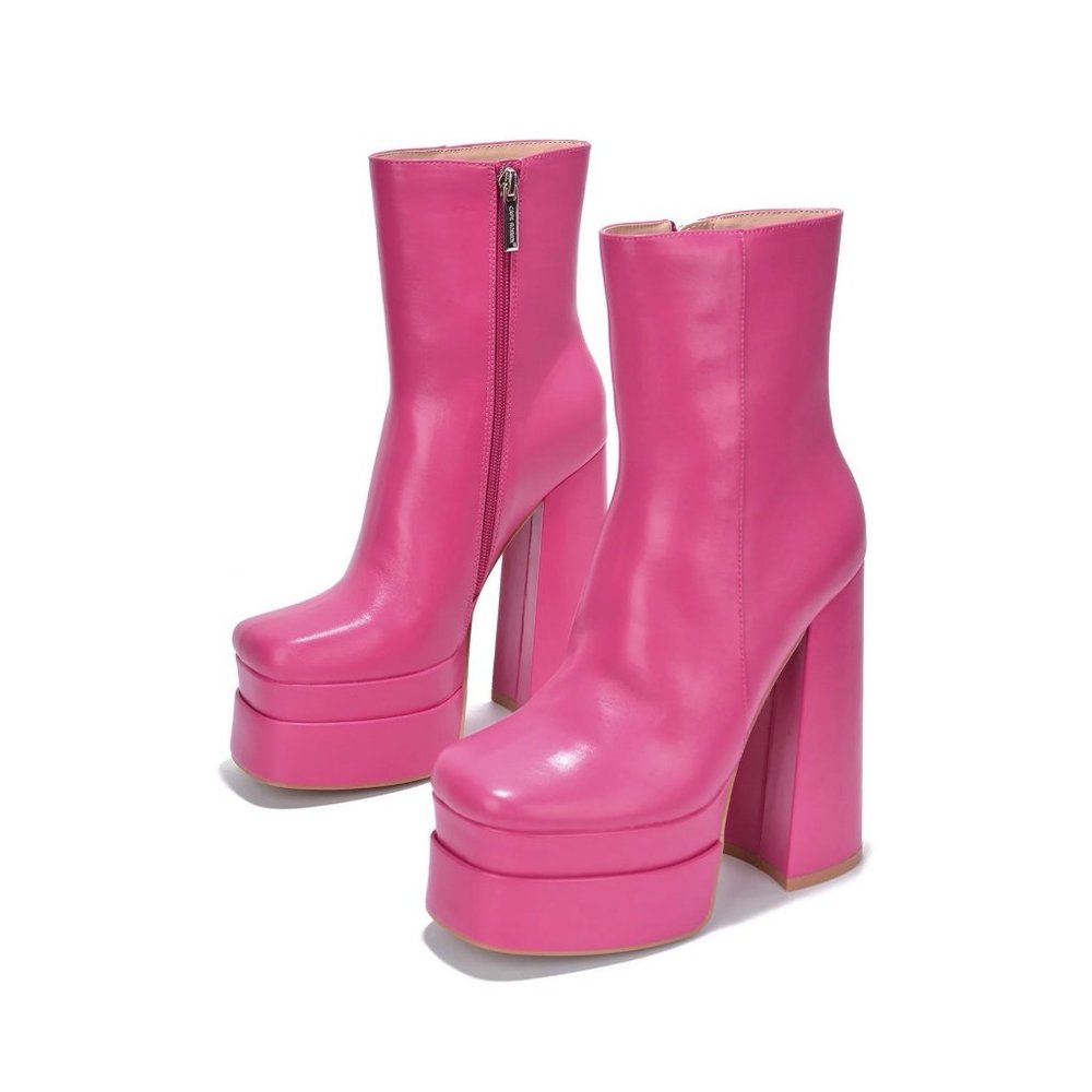 Womens Pink Platform Super High Heel Ankle Boots